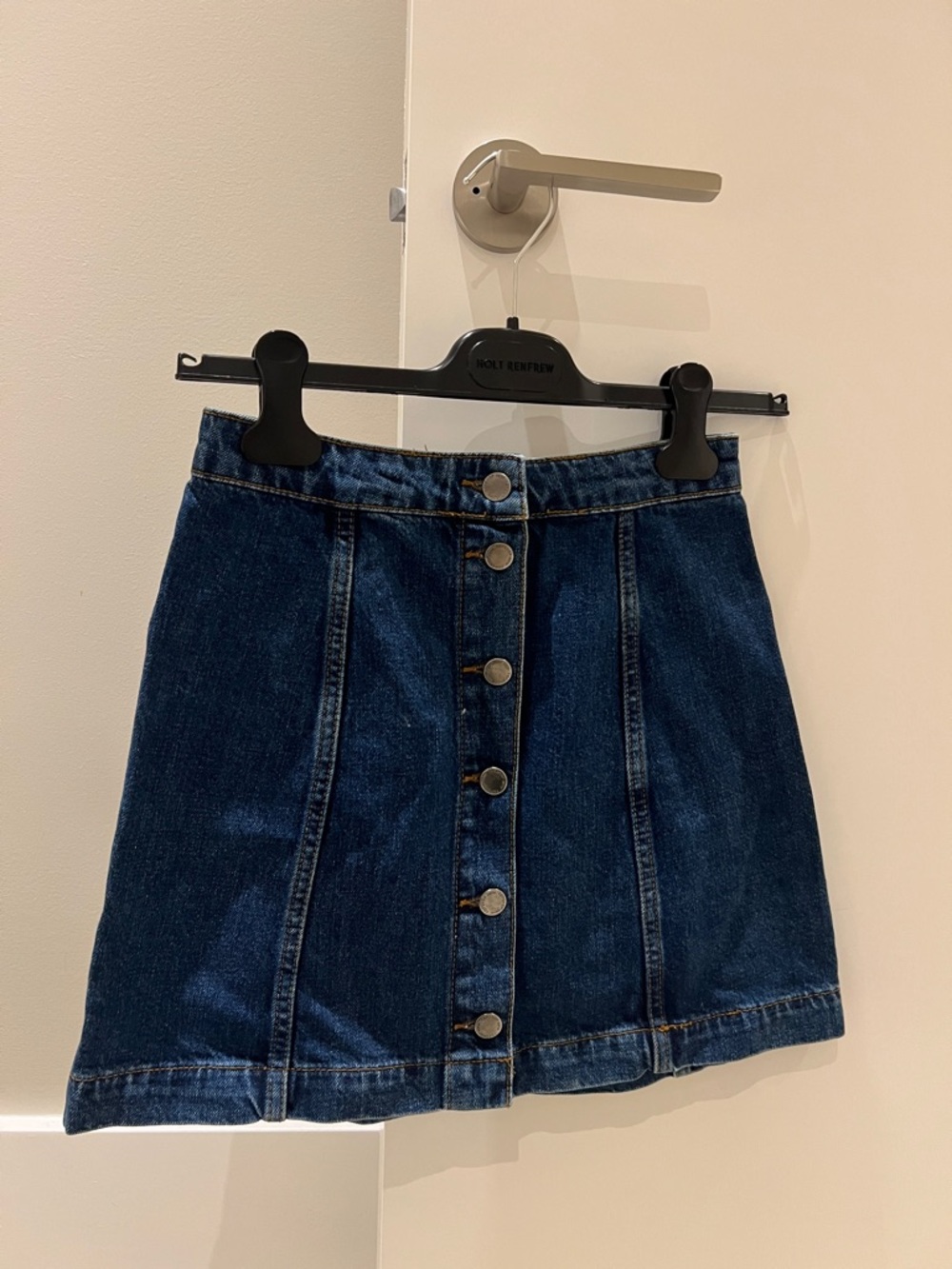 Topshop Blue Denim Button-Front Mini Skirt